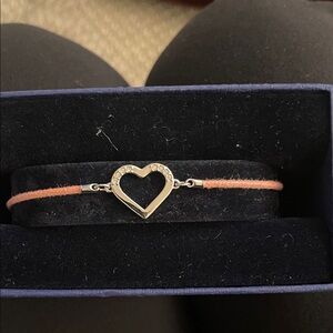 Swarovski Silver Heart Bracelet with pink Cord